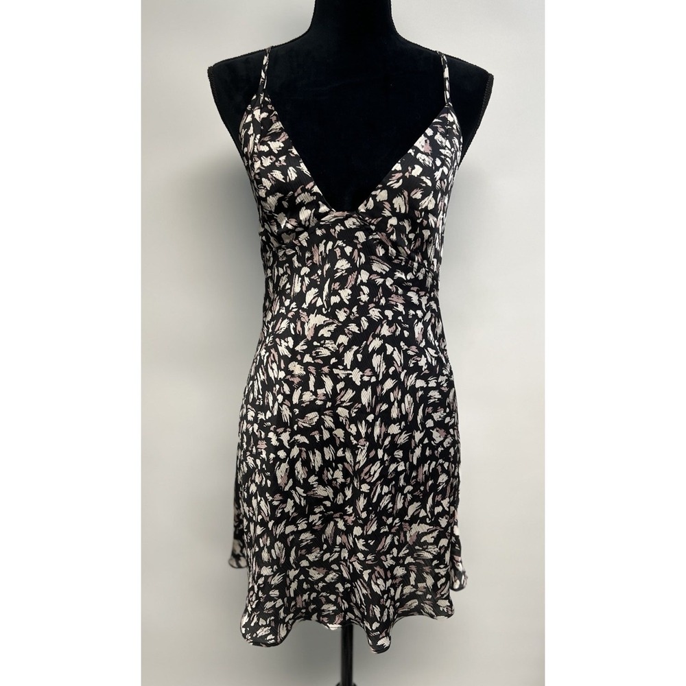 Free People Slip Mini Babydoll Dress Small Halter Boho Hippie Deep V-deep Neck